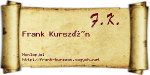 Frank Kurszán névjegykártya